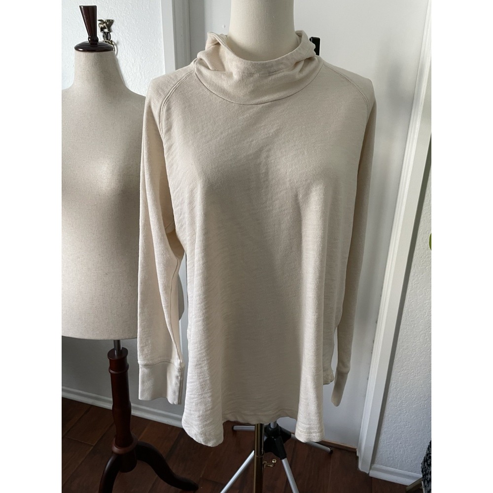 Columbia Women's Hooded Cowl Neck Pullover Cream Beige XL Outdoors Lightweight